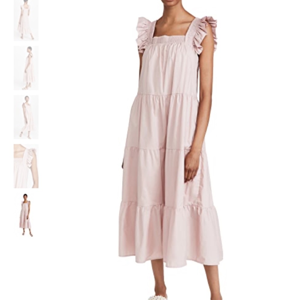 English Factory Tiered Midi Dress in Dust Pink